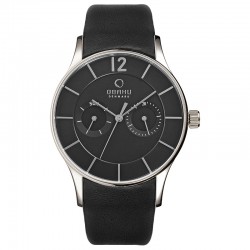 Montre Obaku acier cuir noir