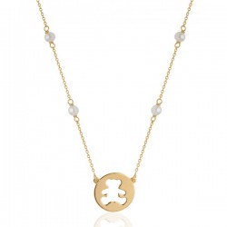 Collier Lulu Castagnette﻿ médaille ourson et perles