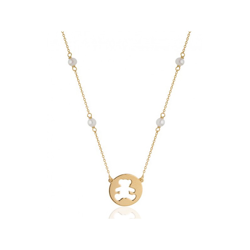 Collier Lulu Castagnette﻿ médaille ourson et perles