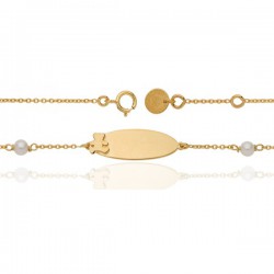 Bracelet ourson Lulu Castagnette en or et perle de culture