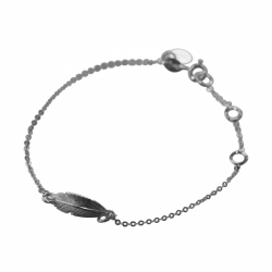 Bracelet plume l'avare noir sur chaine argent