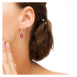 Boucles d'oreilles Murat Royale laque rouge plaqué or rose et oxydes de zirconium