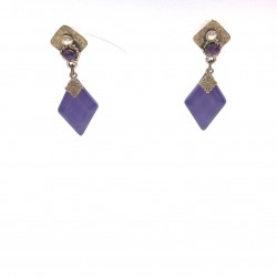 Boucle d'oreille en pâte de verre violet Nathalie Borderie