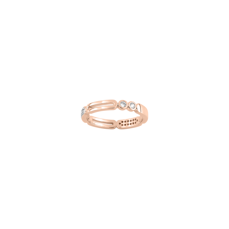 Bague Murat Graphique plaqué or rose et oxydes de zirconium