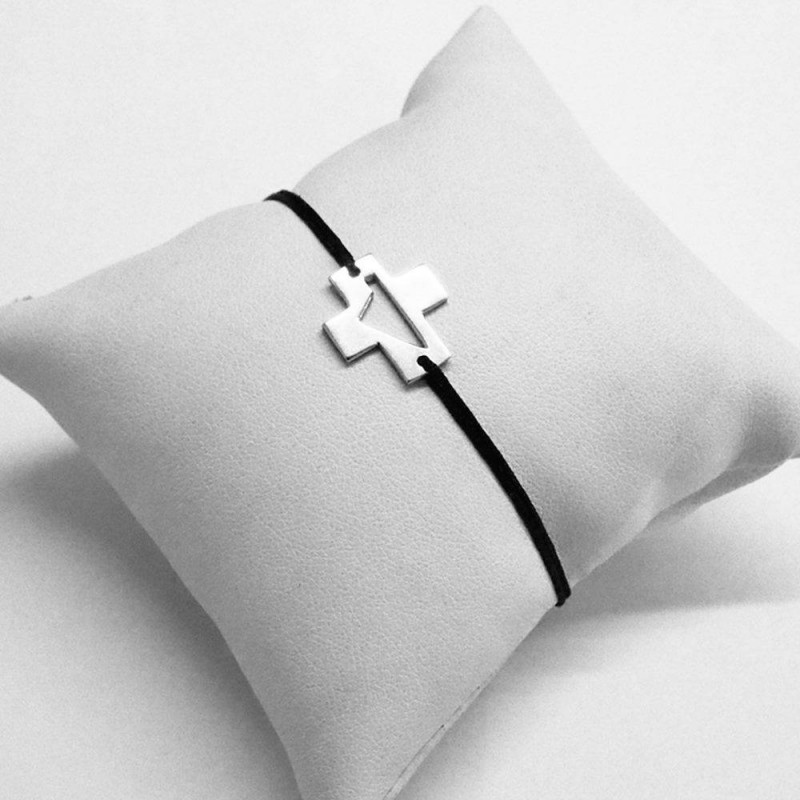Bracelet Croix Corsica Argent 925 rhodié sur cordon Newlifebijoux Bracelet Croix Corsica Argent 925 rhodié sur cordon Newlifebijoux