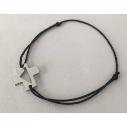 Bracelet Croix Corsica Argent 925 rhodié sur cordon Newlifebijoux