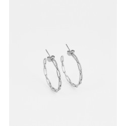 Boucles d’oreilles Zag créoles en acier uni