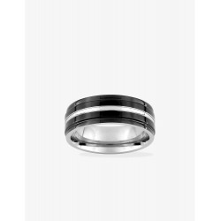 Bague acier CARGO 3 bandes et laque noire