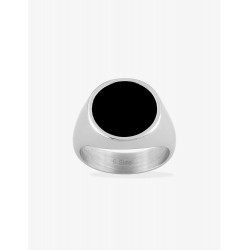 Bague acier CARGO plateau rond 16 mm en carbone noir