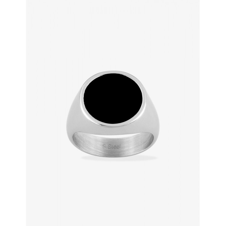 Bague acier CARGO plateau rond 16 mm en carbone noir