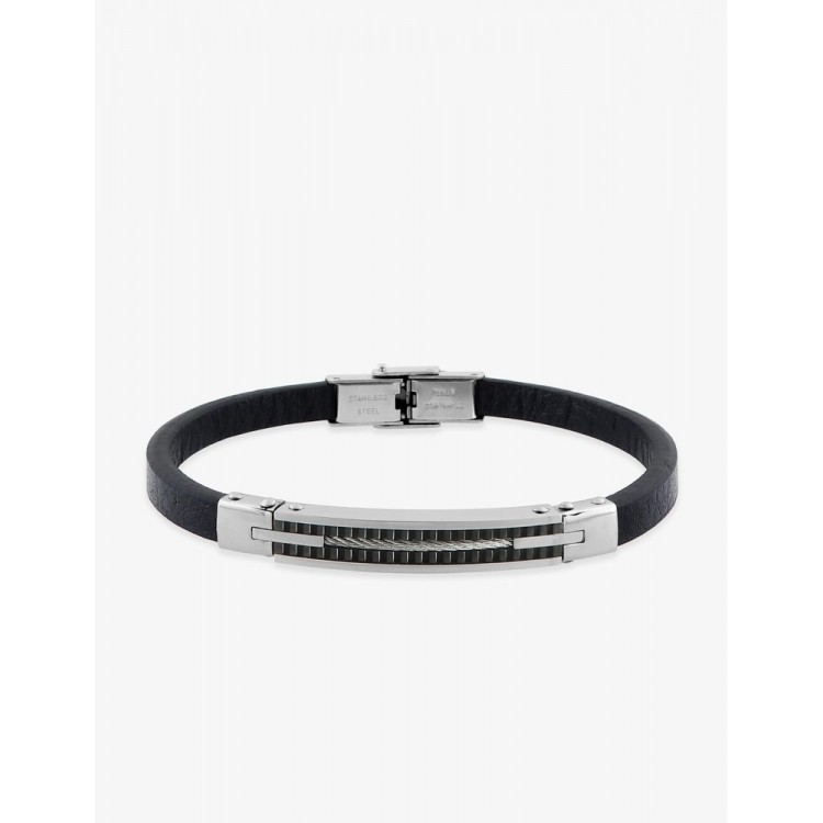 Bracelet acier CARGO cuir cable et céramique