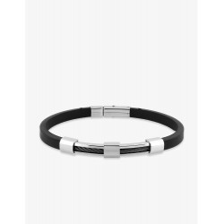 Bracelet acier CARGO caoutchouc et câble noir