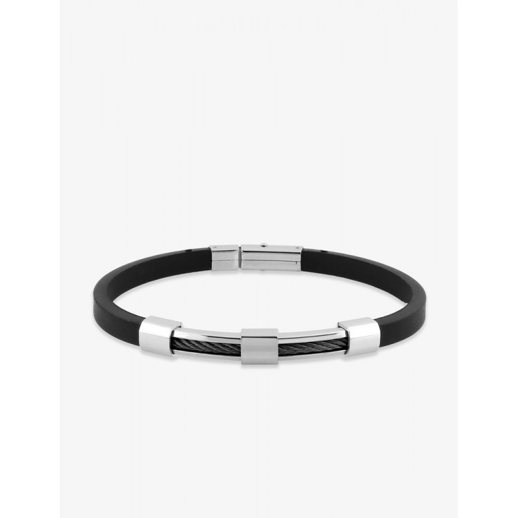 Bracelet acier CARGO caoutchouc et câble noir