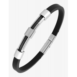 Bracelet acier CARGO caoutchouc et câble noir