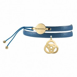 Jonc Acquadila double cuir trinity dorée indigo