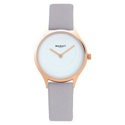 Montre Murat acier rose et bracelet cuir