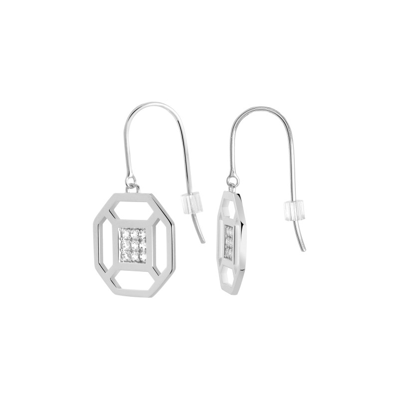 Boucles d'oreilles Murat Octogone argent et oxydes de zirconium