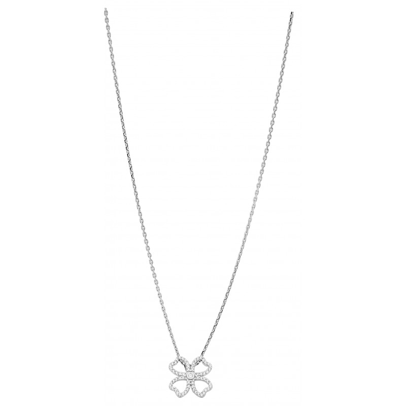 Collier Murat argent trèfle oxydes de zirconium